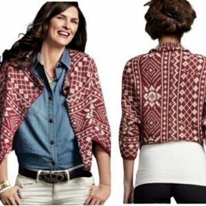 CAbi Red and White Patterned Shrug